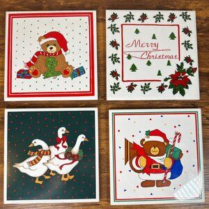 Vintage 1980s Christmas Trivets (set of 4)